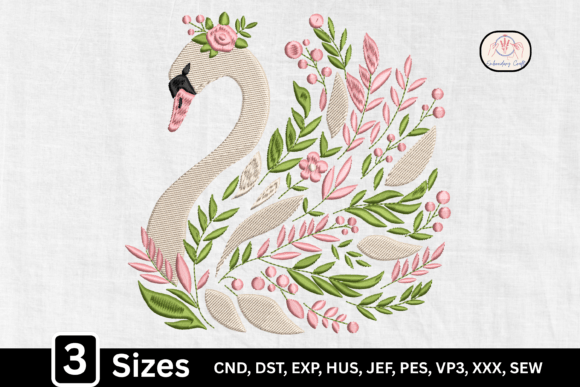 Elegant Bird Pink Floral Swan Embroidery Design Review