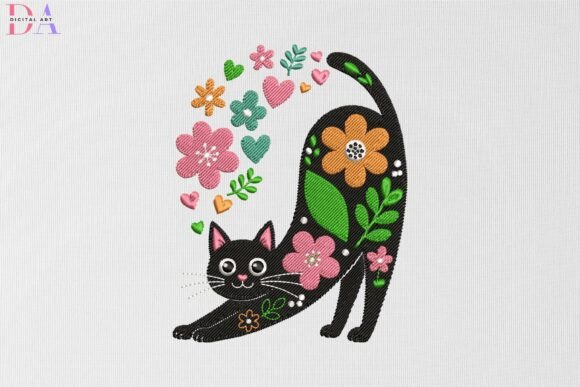 Floral Black Cat Stretch: Small Business Embroidery Review