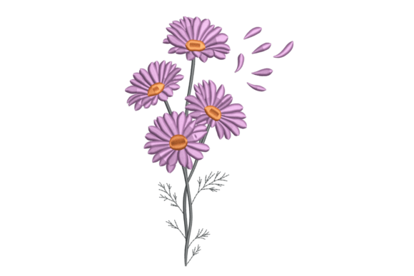 Lilac Daisy Spray with Falling Petals: Embroidery Designer’s Review